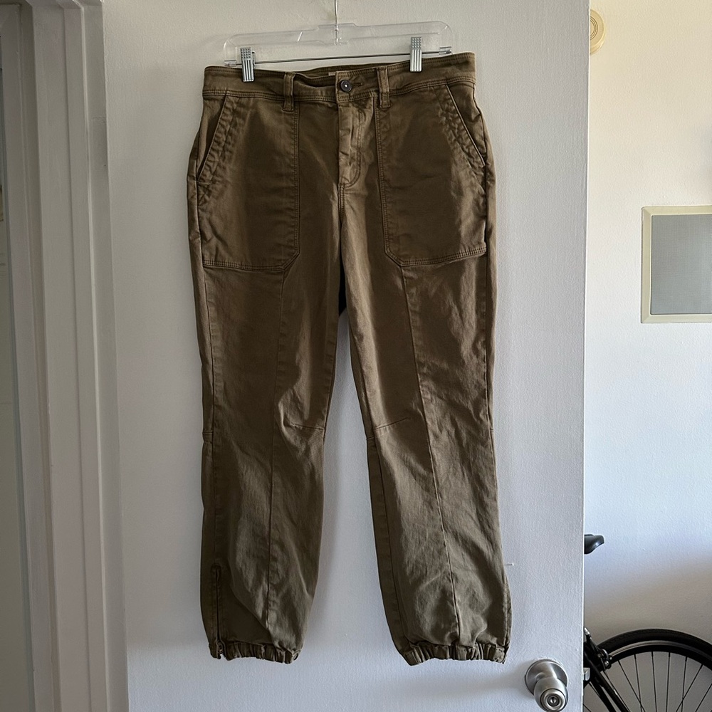 La Vie Rebecca Taylor Stretch Brushed Twill Army Green Relaxed Jogger size 29 - Picture 3 of 9